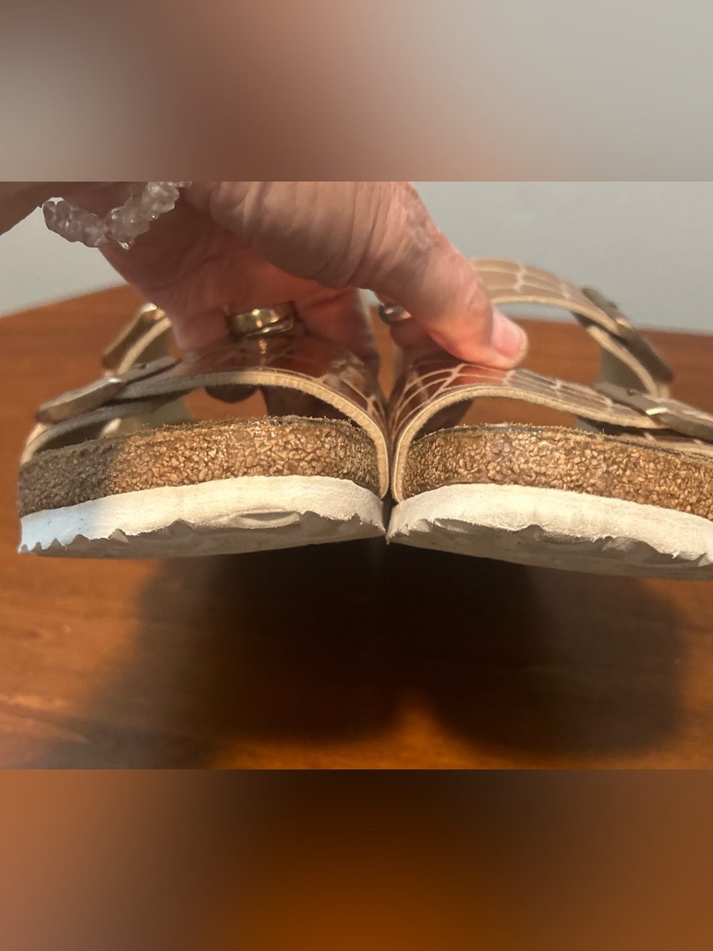 Birkenstock Gator Gleam copper metallic Croc-Embossed Double Buckle Sandals 40-9 - Picture 6 of 12